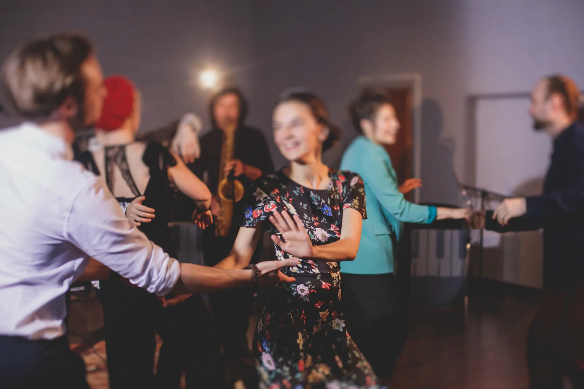 48251868 young couple dance retro jazz swing dances on a ballroom