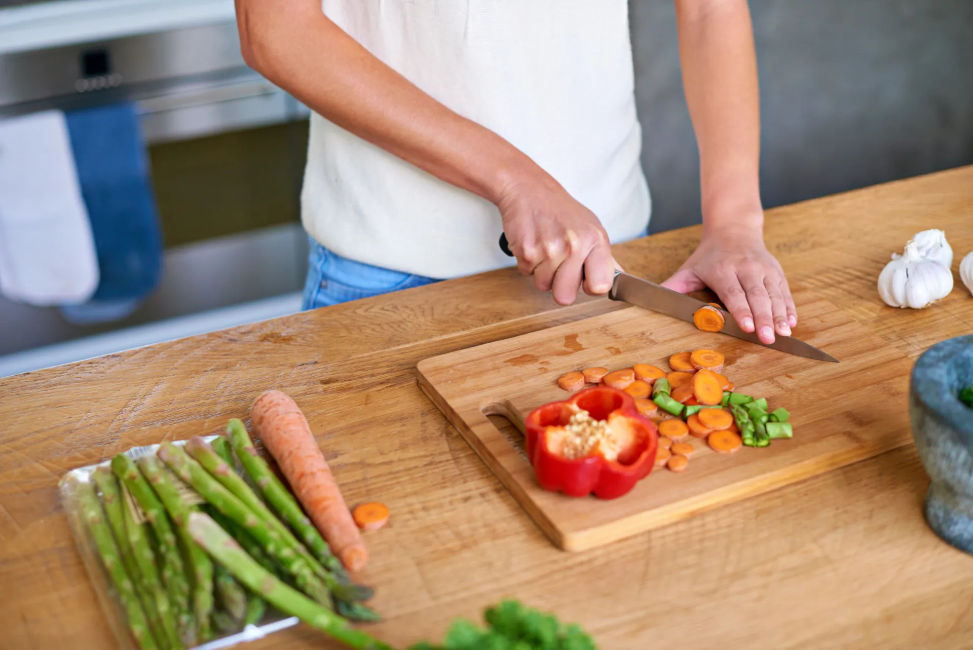 mp64661873 cooking kitchen counter and hands of woman with healthy